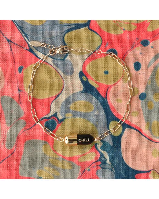 Kris Nations Multicolor Chill Pill Enamel Bracelet Gold Filled & Black Enamel