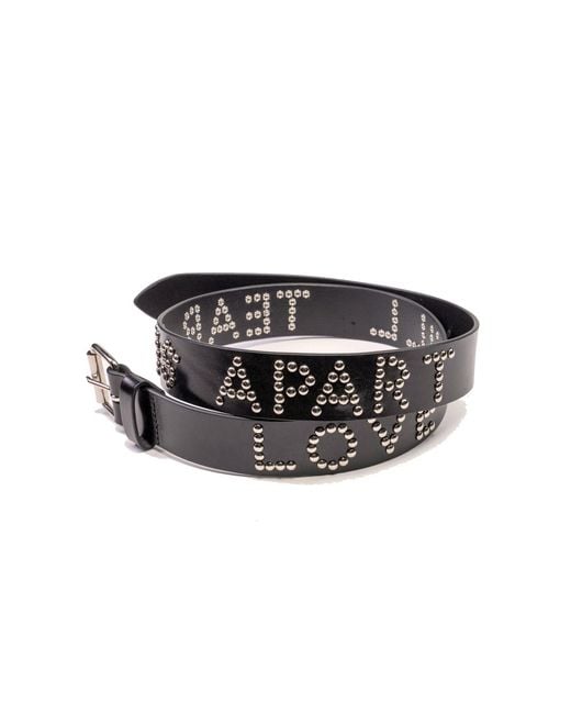 Stuart Trevor Black Love Will Tear Us Apart Leather Studded Thin Belt