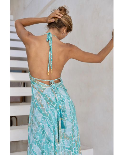 Sophia Alexia Green Aqua Pebbles Silk Ibiza Dress