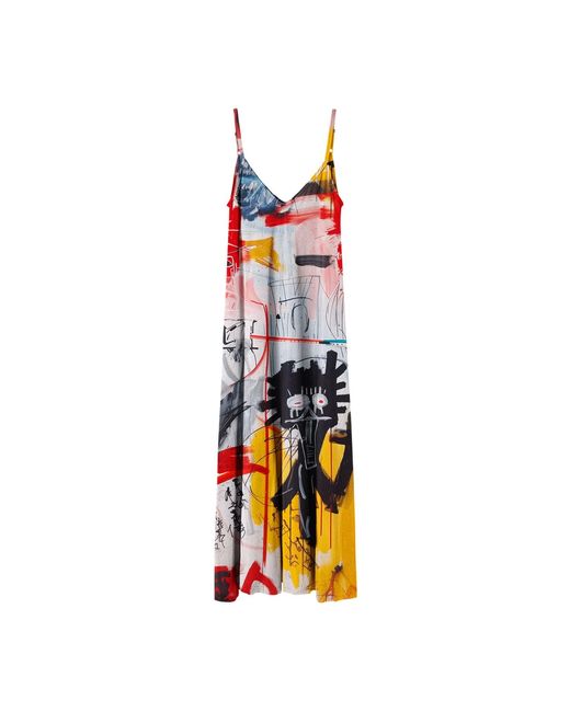 Aloha From Deer Orange Japanese Basquiat Maxi Dress