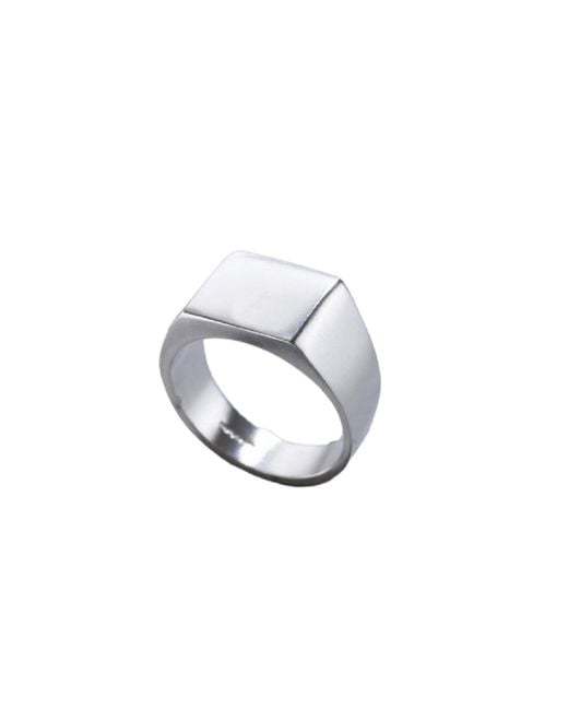 Posh Totty Designs White Sterling Silver Unisex Signet Ring for men