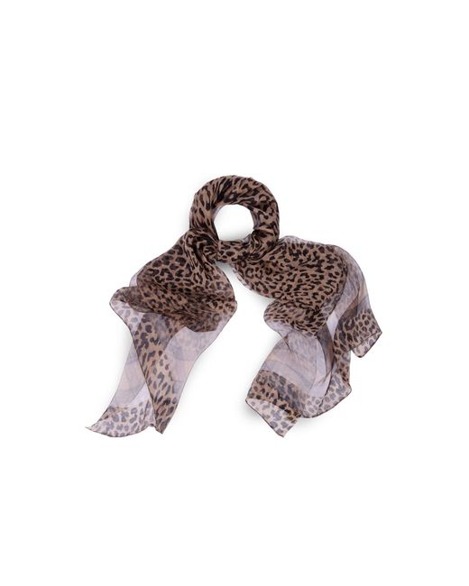 Saachi Purple Sheer Leopard Print Scarf