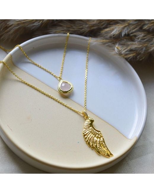 Seven Saints Metallic Archangel Chamuel, Angel Of Love Necklace, Rose Quartz, Over Sterling