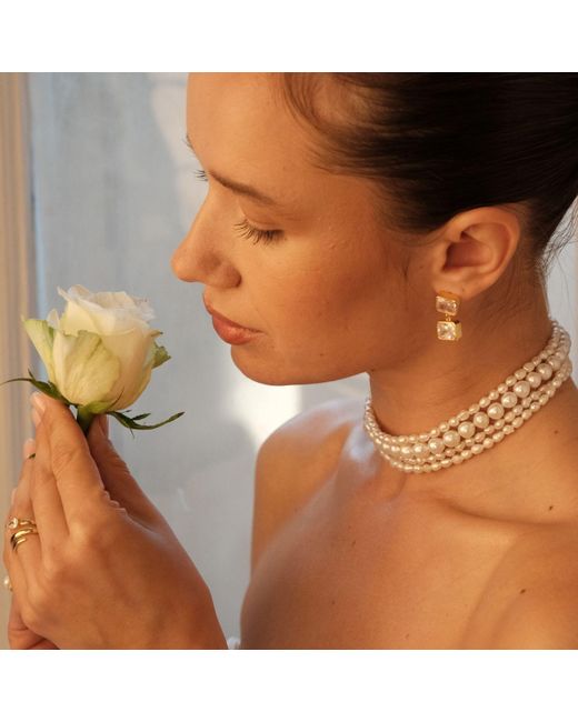 LINYA JEWELLERY Metallic Amour Multi Pearl Choker, Wedding Pendant