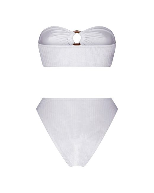Maison Tangerine White Santorini Velvet Swimsuit Bikini