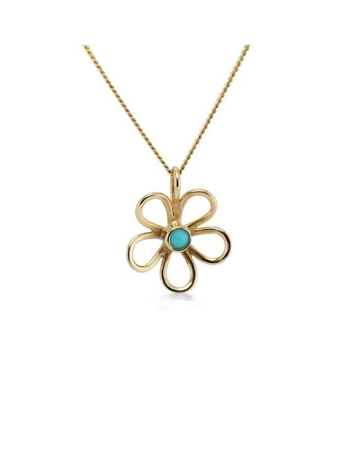Isla Silver Metallic Flower Pendant With Stone