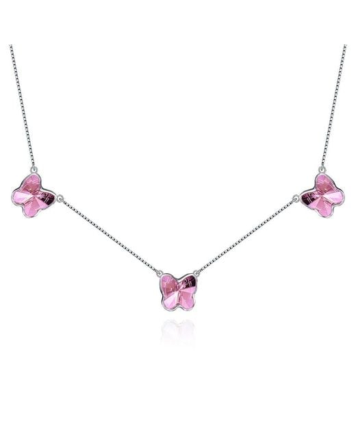 Far East Jewelry Metallic Handcrafted & Crystal Butterfly Necklace