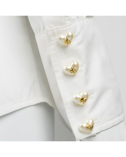 House of Laines London White Laines Couture Hand Embellished Crystal Snake Tie Shirt