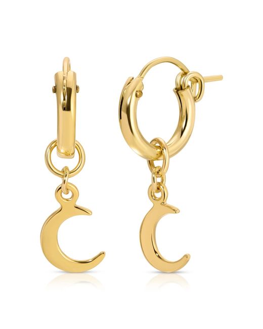 Glamrocks Jewelry Metallic Crescent Moon Huggie Hoop Earrings