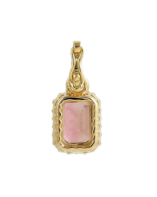 Artisan Red 18K Tourmaline & Diamond Emerald Cut Pendant