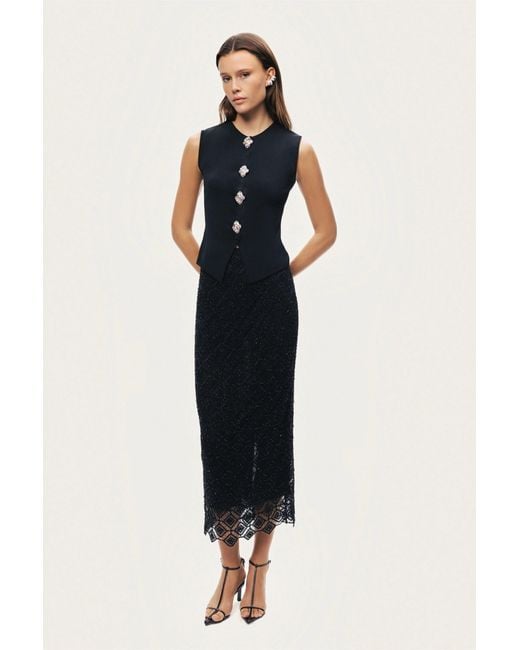 Nocturne Black Embellished Sleeveless Knit Top