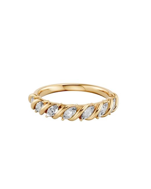 Aya Fine Jewelry Metallic Marquise Lab-Grown Diamond Twisted Rope Band Ring