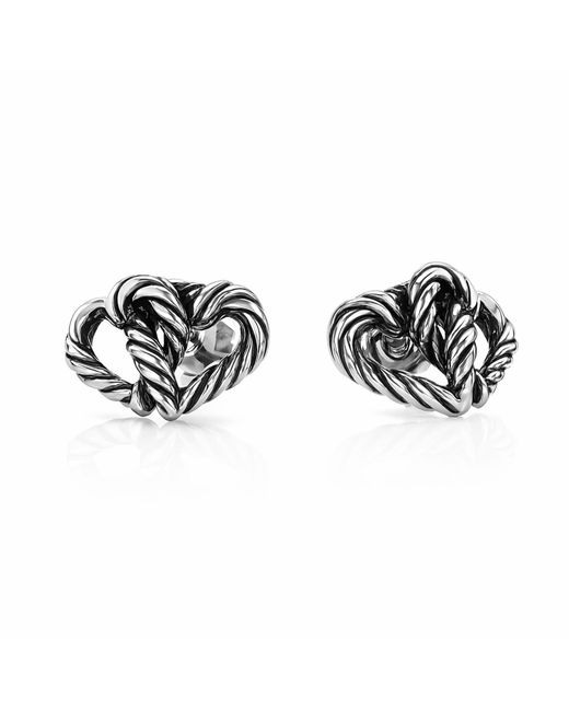 Unaloe Black Sterling Twisted Heart Stud Earrings – Contemporary Symbolic Designer Jewelry