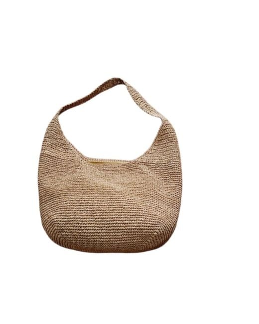 Springmoonatelier Brown Raffia Shoulder Bag