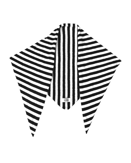 London Atelier Byproduct Black Striped Wool Large Triangle Knitted Scarf