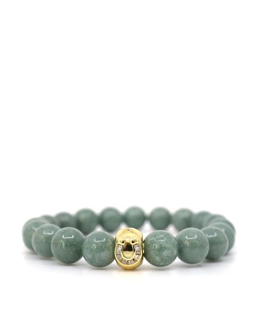 Shar Oke Green Burma Jade & Horseshoe Bracelet for men