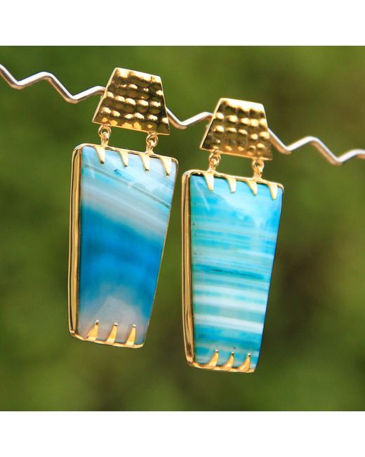 YAA YAA LONDON Multicolor Puerto Rico Teal Determination Gold Gemstone Earrings