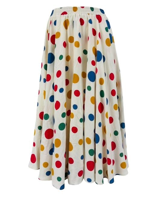 Louche White Agatha Dotty Print Circle Midaxi Skirt
