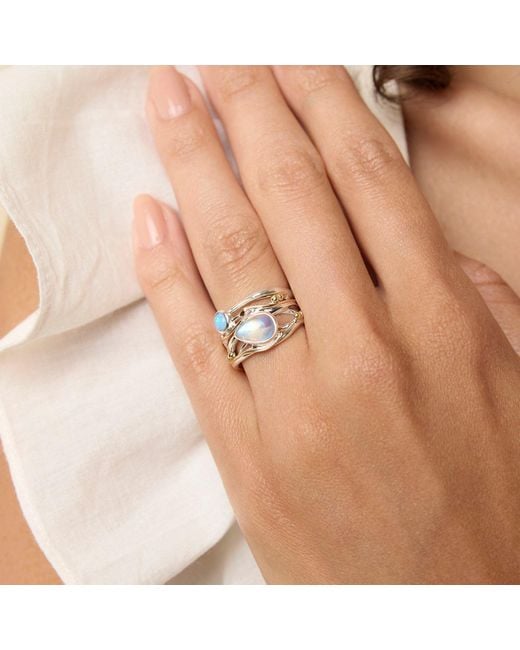 Isla Silver Multicolor Moonstone & Fire Opalite Statement Ring