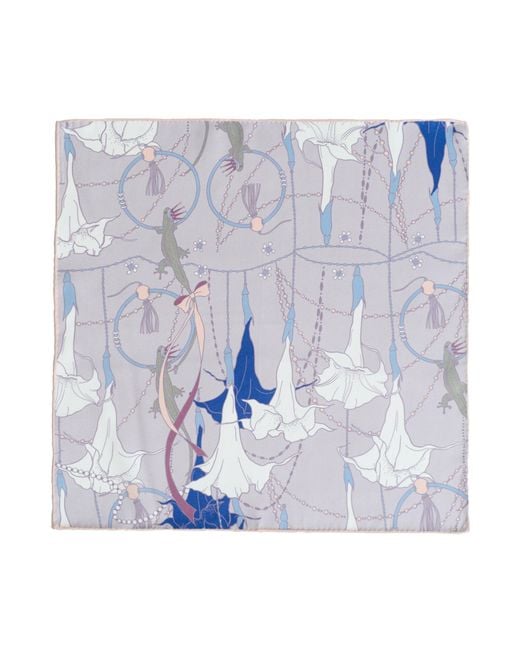 Lost Pattern Blue Datura Silk Pocket Square for men