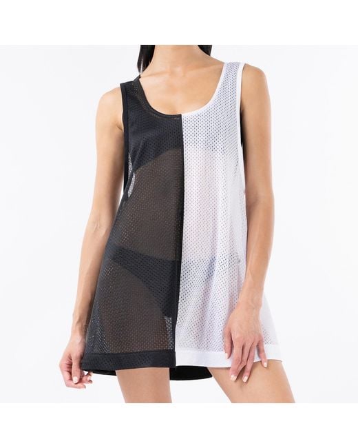 Kim Foley Black Half & Half Beach Cover-Up Athletic Mesh Dress