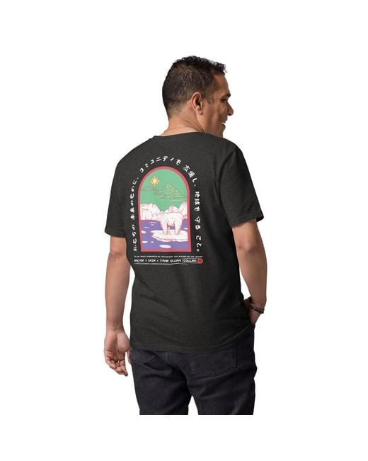Anchor and Crew Black Heather Think Ocean Six Japan Gurafiku Organic Cotton T-Shirt for men