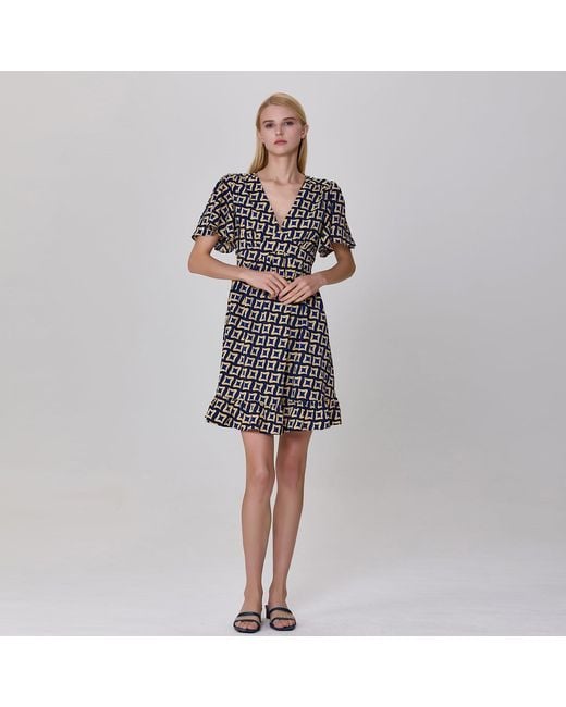 Smart and Joy Black Fit-And-Flare Graphic Print Short Dress