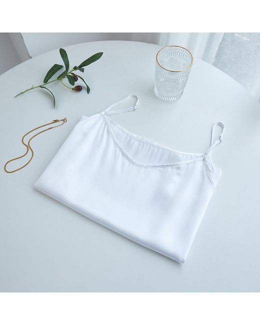 Soft Strokes Silk White Pure Mulberry Silk Camisole With Adjustable Straps