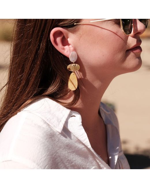 LIKHÂ Metallic Tricolor Raindrop Mother-Of-Pearl Earrings