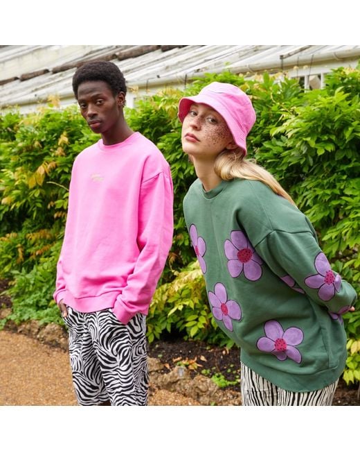 Quillattire Green Hand Painted Floral Sweatshirt