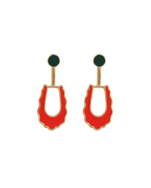 Ebru Jewelry Bohemian Red & Green Enamel Unique Earrings