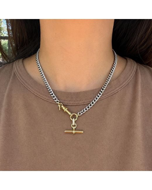 Hye Jane Jewelry Metallic Two-Tone Jett T-Bar Chain Necklace