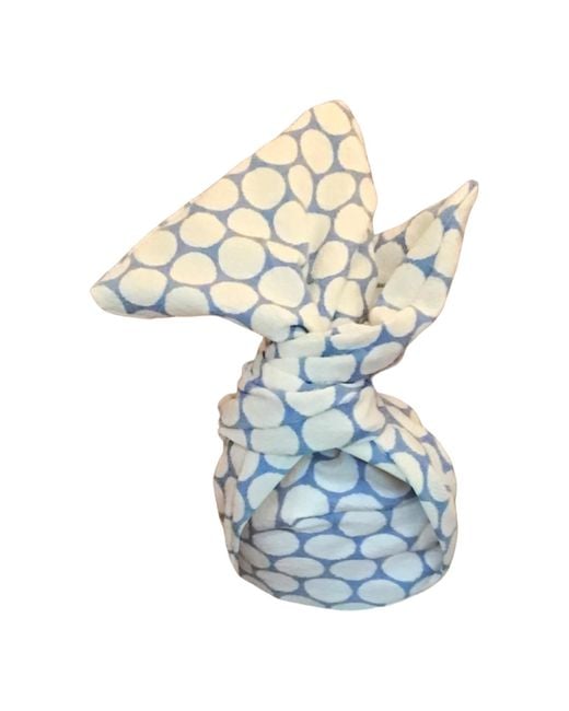 Romer Millinery Blue Twisturban Turban Cotton Matelassé With Dots