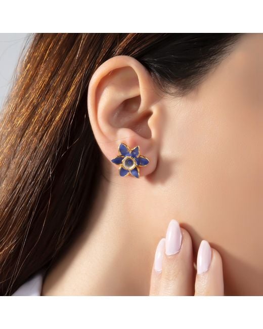 Milou Jewelry Blue Very Peri Daffodil Flower Earrings