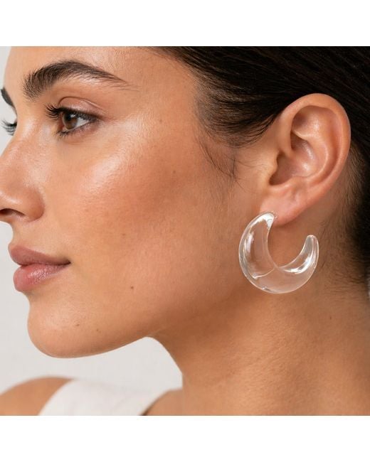 Hye Jane Jewelry White Crescent Clear Resin Hoops