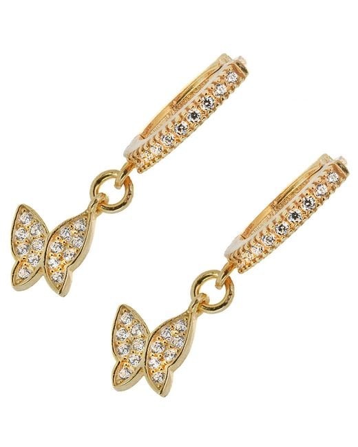 Ebru Jewelry Metallic Plated Sterling Silver Sparkly Butterfly Earrings
