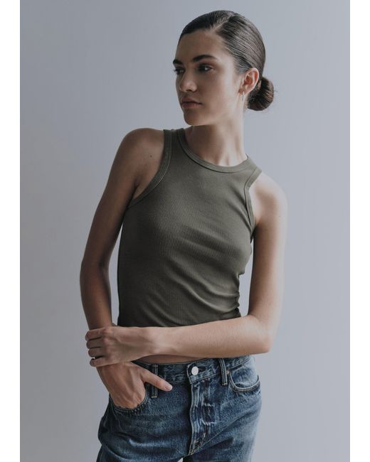 NOEND Gray Daisy Rib Tank Top