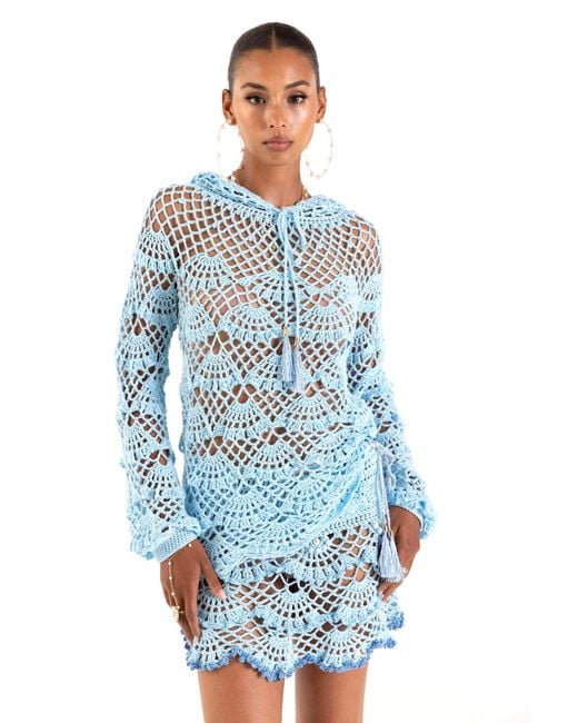 Andreeva Blue Aqua Marine Handmade Crochet Hoodie