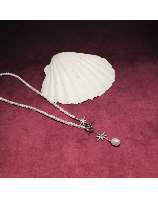 Ninemoo Metallic Celestial North Star Pearl Necklace