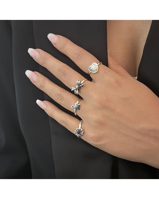 Unaloe Gray Large Hammered Heart Ring