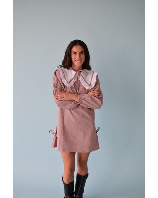 Mind Traveler Pink Elisa Burgundy Gingham Dress