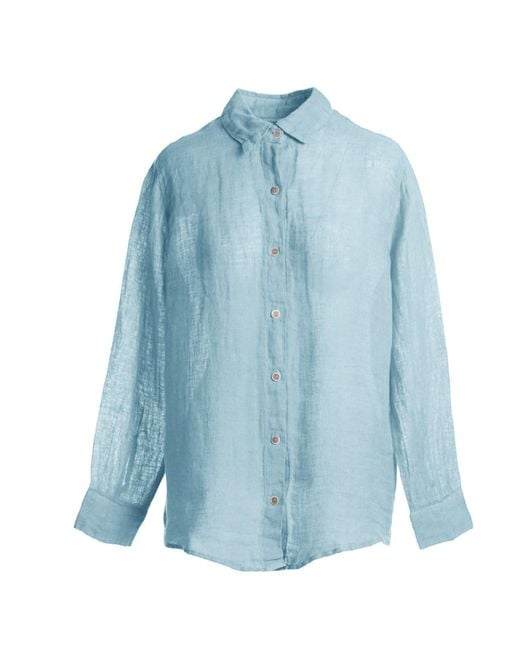 Haris Cotton Blue Linen Gauze Shirt