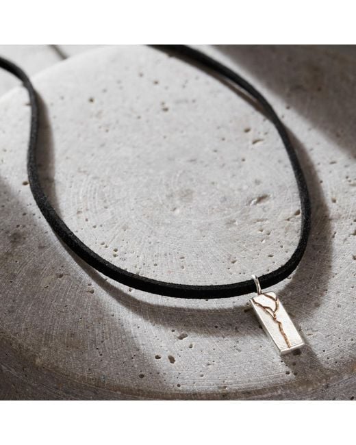 Posh Totty Designs Metallic Leather & Sterling Kintsugi Tag Necklace for men