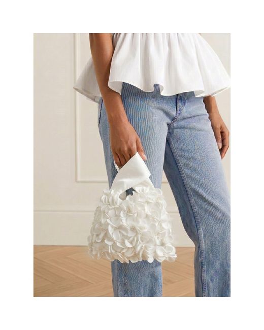 2KStyle Blue Bellini Three-Dimensional Florals Hand-Embellished Satin Mini Wristlet Pouch