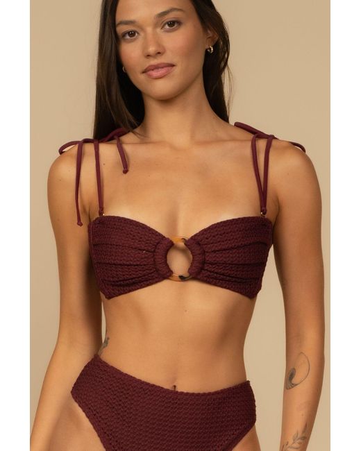 Montce Purple Crochet Tori Ties Bandeau Bikini Top