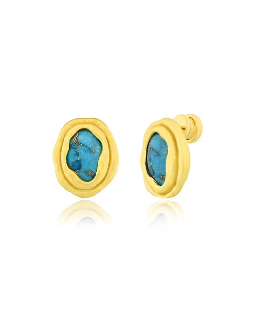 Arvino Blue Copper Turquoise Studs for men