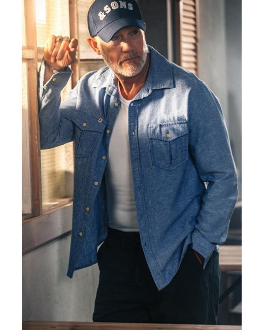 &SONS Trading Co Blue Coast Long Sleeve Shirt Chambray for men