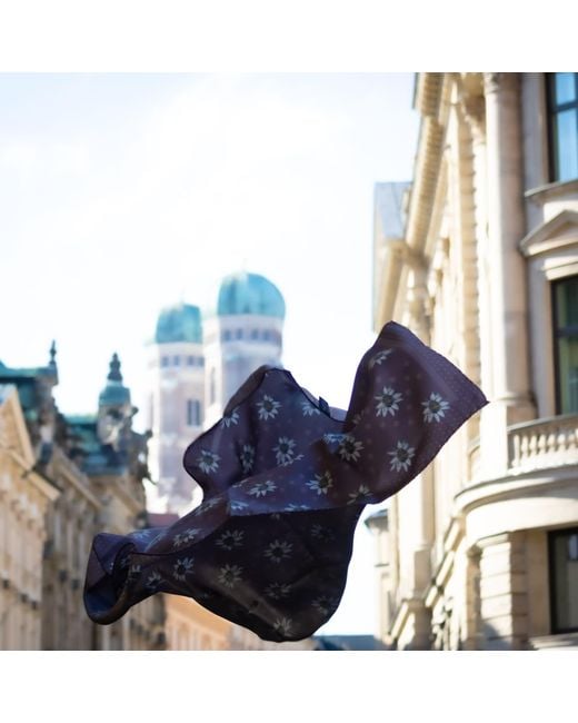 Lamberty Munich Purple Alpine Edelweiss Midi Silk Scarf