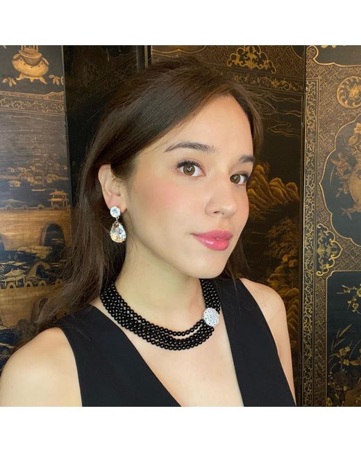 Michael Nash Jewelry Metallic Neutrals Marina Large Pear-Faceted Crystal Drop Pierced Earrings