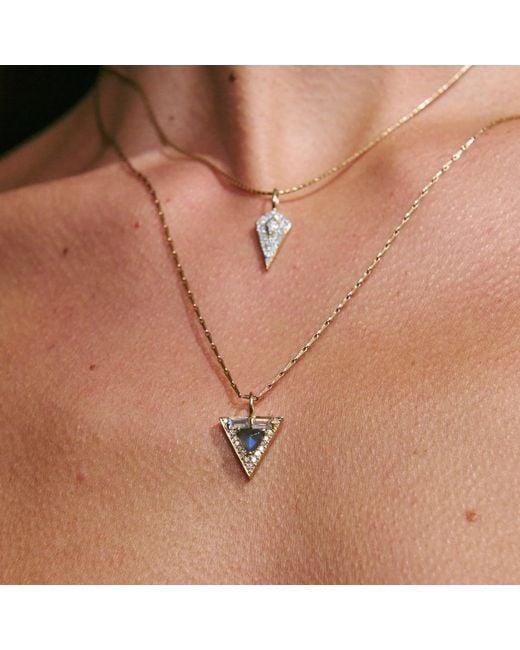 Zohreh White Limited Edition Diamond & Labradorite Triangle Pendant 9K